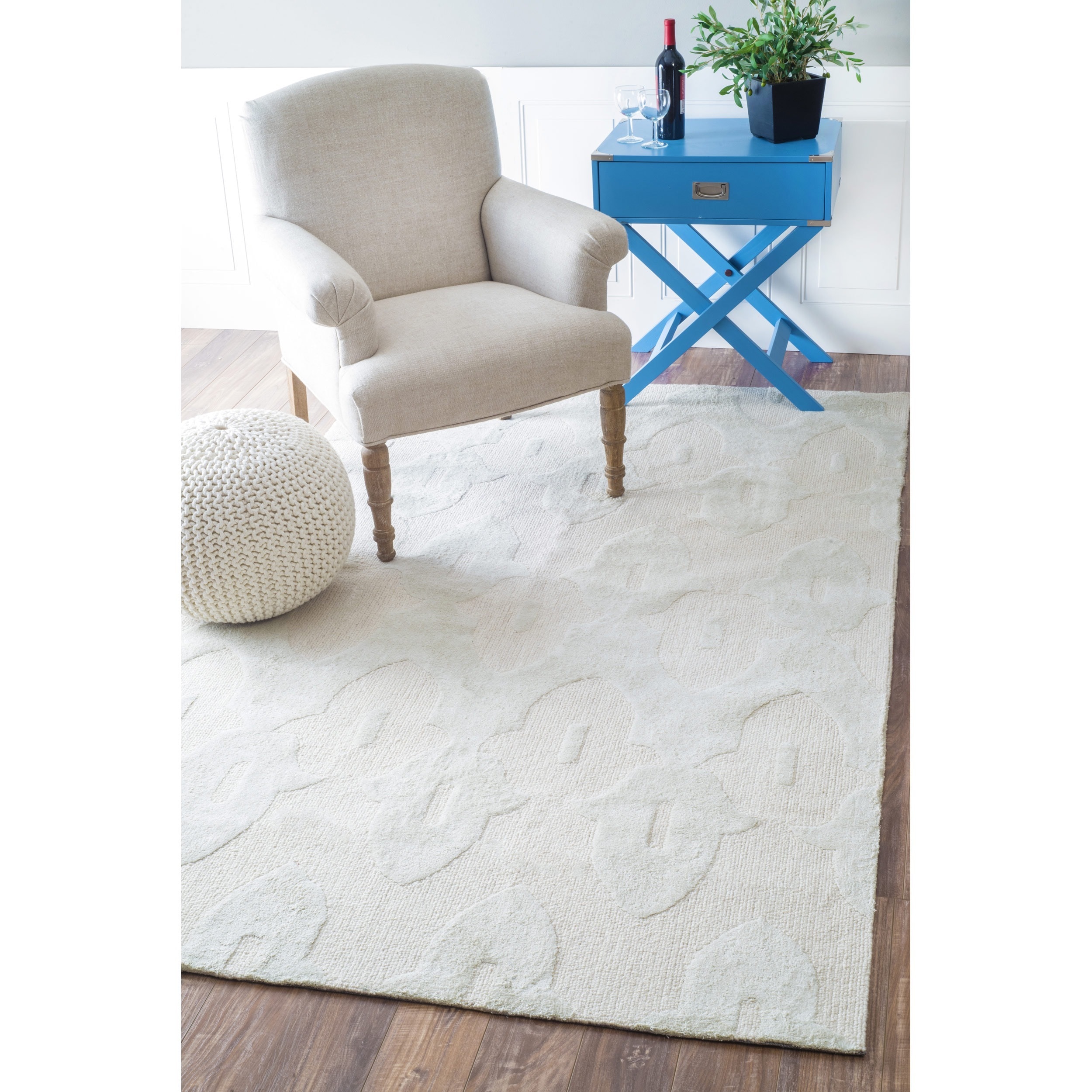 Nuloom Hand hooked Light Grey Wool Rug (76 X 96)