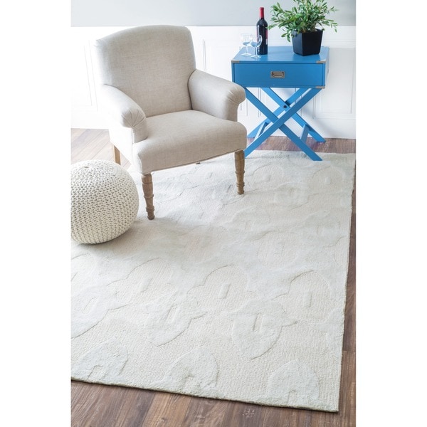 nuLOOM Hand hooked Light Grey Wool Rug (76 x 96)