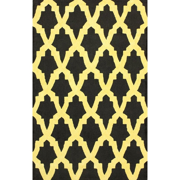 nuLOOM Hand hooked Black/ Gold Wool blend Rug (83 x 11)