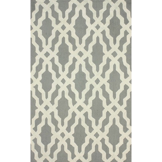 Nuloom Hand hooked Grey/ Off white Wool blend Rug (6 X 9)