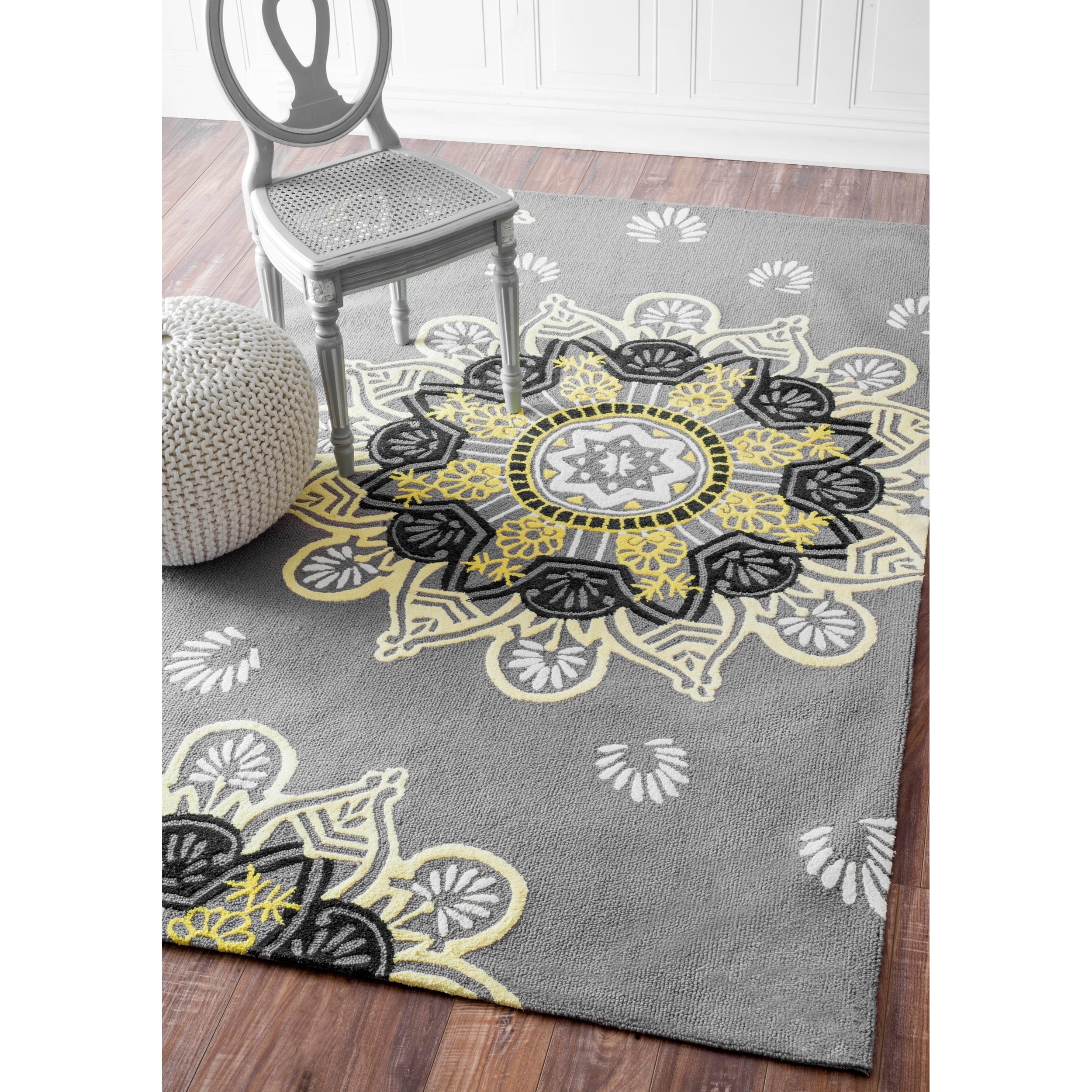 Nuloom Hand hooked Light Grey Wool blend Rug (5 X 8)