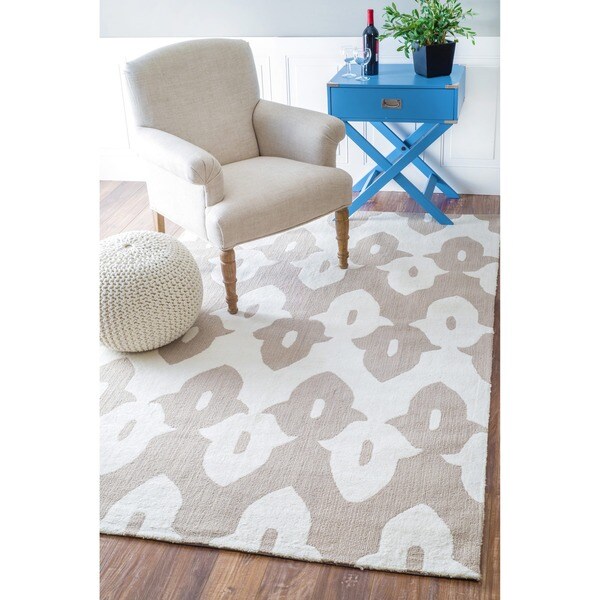 nuLoom Hand-Hooked White Wool Rug (3'6 x 5'6)