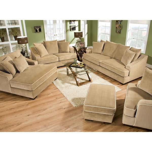 Brighton Taupe 3piece Chaise and Sofa Set Overstock 8388645