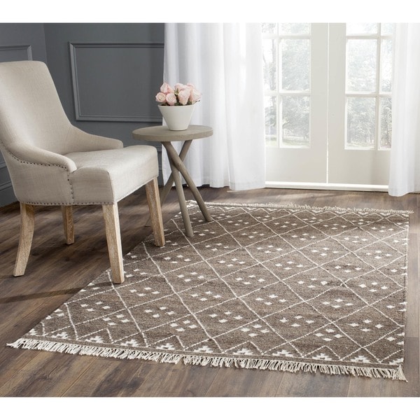 Safavieh Hand-woven Natural Kilim Brown/ Ivory Wool Rug (9' x 12')