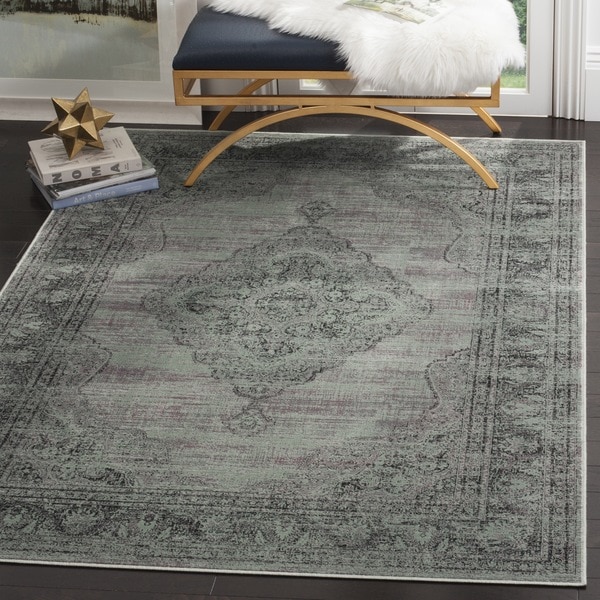 Safavieh Vintage Oriental Light Blue Distressed Silky Viscose Rug - 7'6" x 10'6"