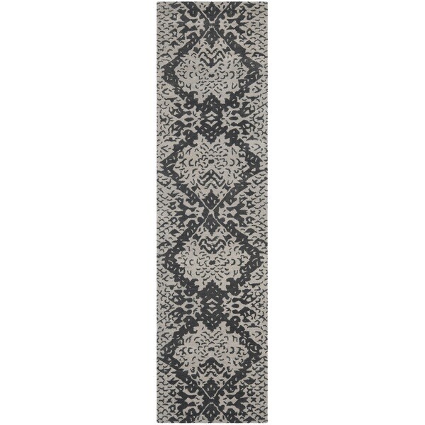 Shop Safavieh Handmade Wyndham Gray/ Black Wool Runner Rug 2'3" x 7