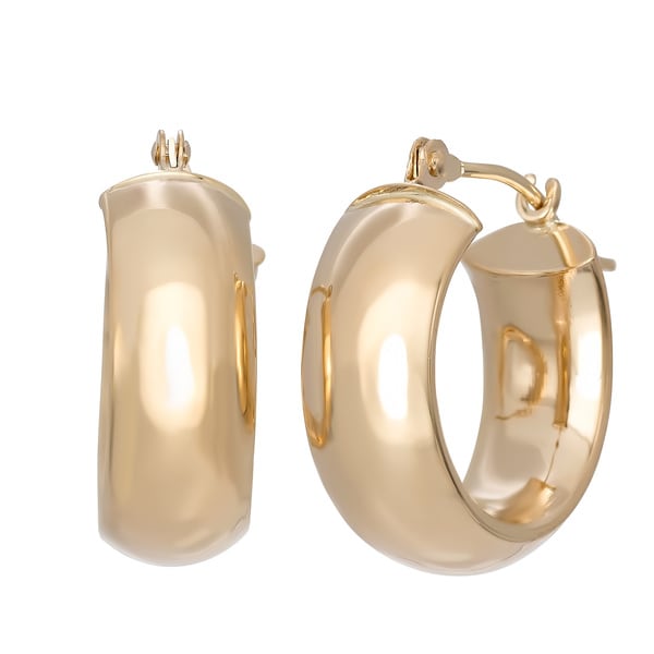 Shop Gioelli 14k Yellow Gold Wide Hoop Earrings - Free Shipping Today ...