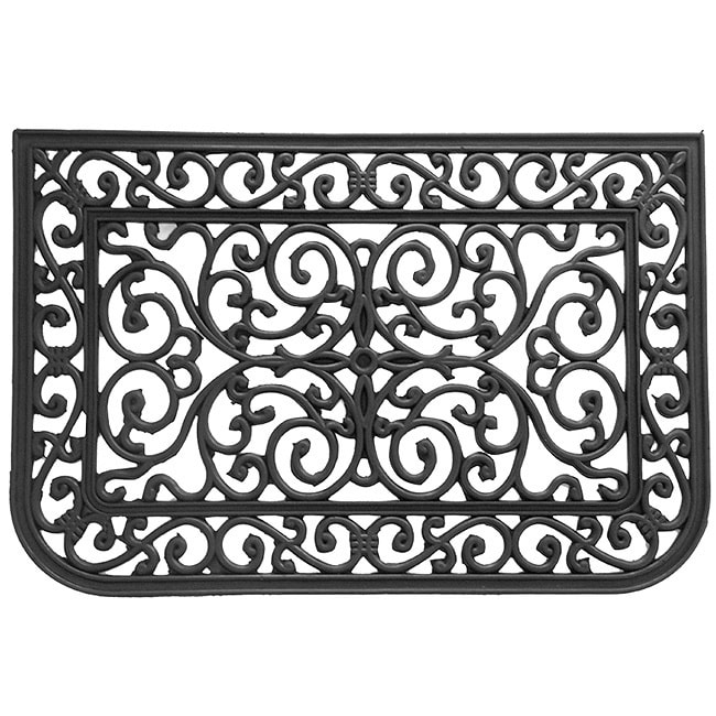 Rubber Cal Liverpool Black Rubber Cast Iron Doormat 1 6 X 2 6