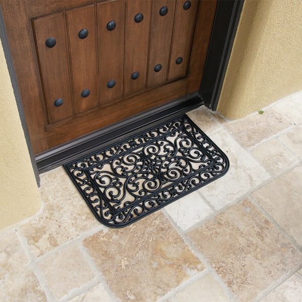 Shop Rubber Cal Liverpool Black Rubber Cast Iron Doormat 1