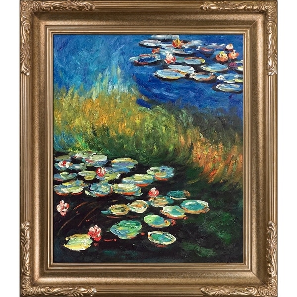 Shop Claude Monet 'Water Lilies' Hand Painted Framed Canvas Art - Free ...