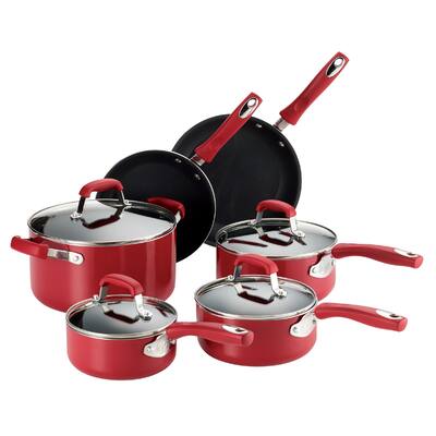 Guy Fieri Nonstick Aluminum 10-piece Cookware Set Red