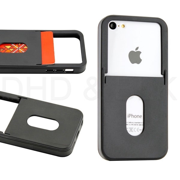 Gearonic Black TPU GEL Skin Case Back Cover Card Slot For iPhone 5C
