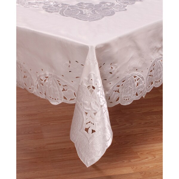 White 108-inch Round Tablecloth - 15695909 - Overstock.com Shopping ...