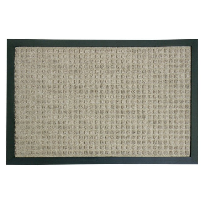 Rubber-Cal "Nottingham" Rubber Backed Carpet Mat - 18 x 30 inches - Tan Polypropylene Mat - 18" x 30" - 18" x 30" - Tan