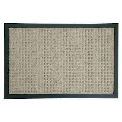 Rubber-Cal "Nottingham" Rubber Backed Carpet Mat - 18 x 30 inches - Tan Polypropylene Mat - 18" x 30"