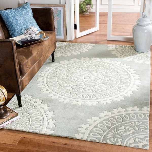 Safavieh Handmade Bella Grey/ Ivory Wool Rug - 6' x 9'