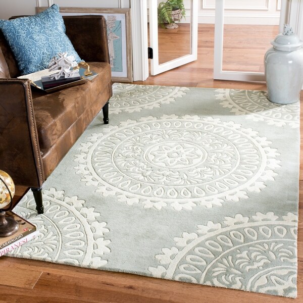 Safavieh Handmade Bella Grey/ Ivory Wool Rug - 8' x 10'