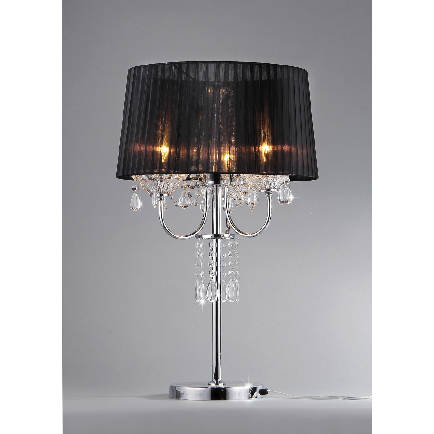 Warehouse of Tiffany 'Victoria' Crystal and Chrome Table Lamp