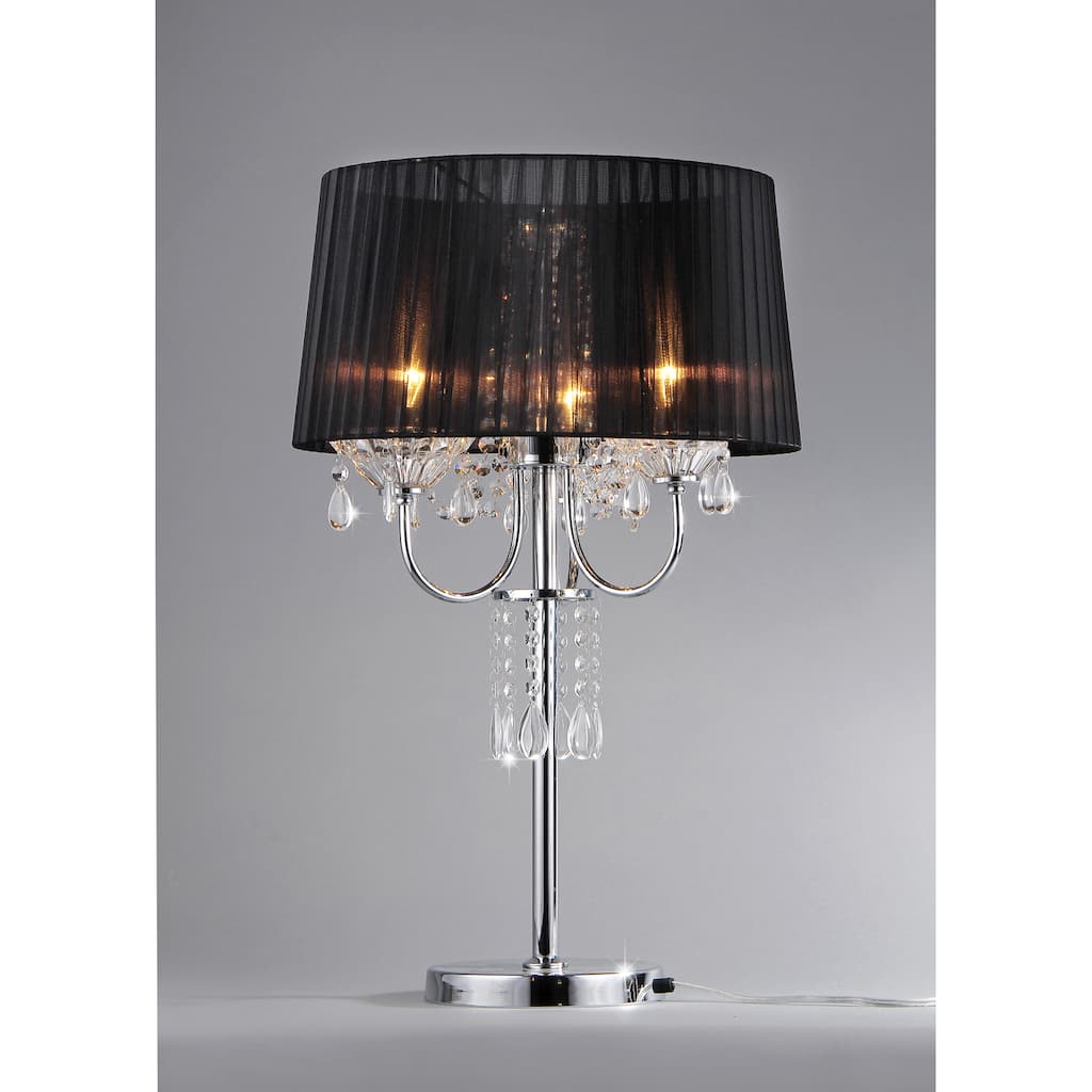 Warehouse of Tiffany 'Victoria' Crystal and Chrome Table Lamp