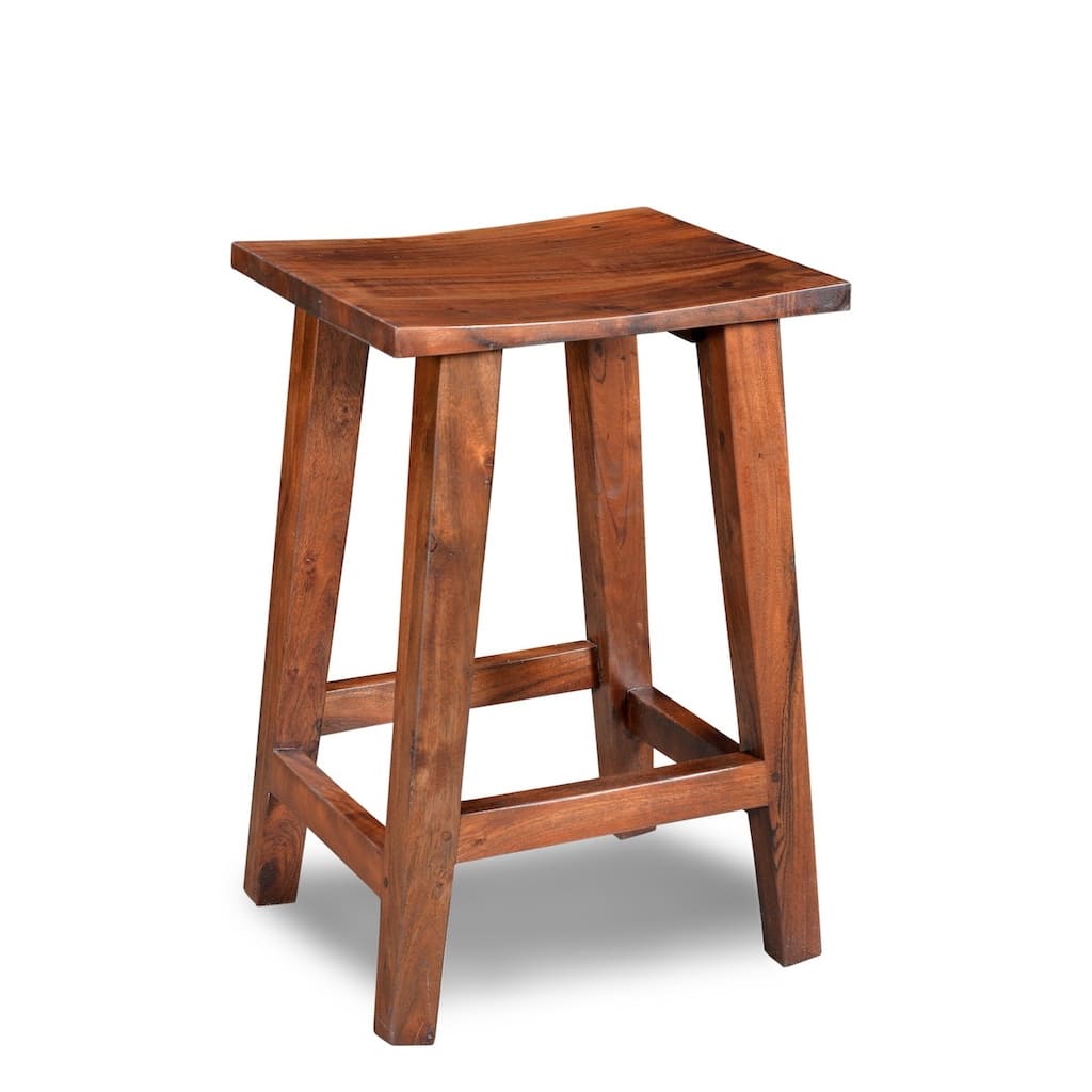 Handmade Acacia Medium Counter Stool (India) - 24"H x 16"W x 14"D