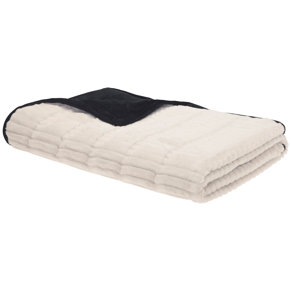 Madison Park Carmen Herringbone Long Fur Reverse To Mink Down Alternative Throw