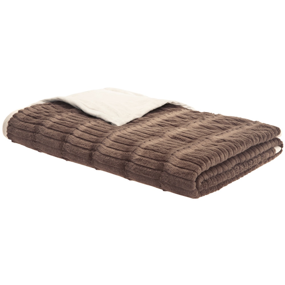 Madison Park Carmen Herringbone Long Fur Reverse To Mink Down Alternative Throw