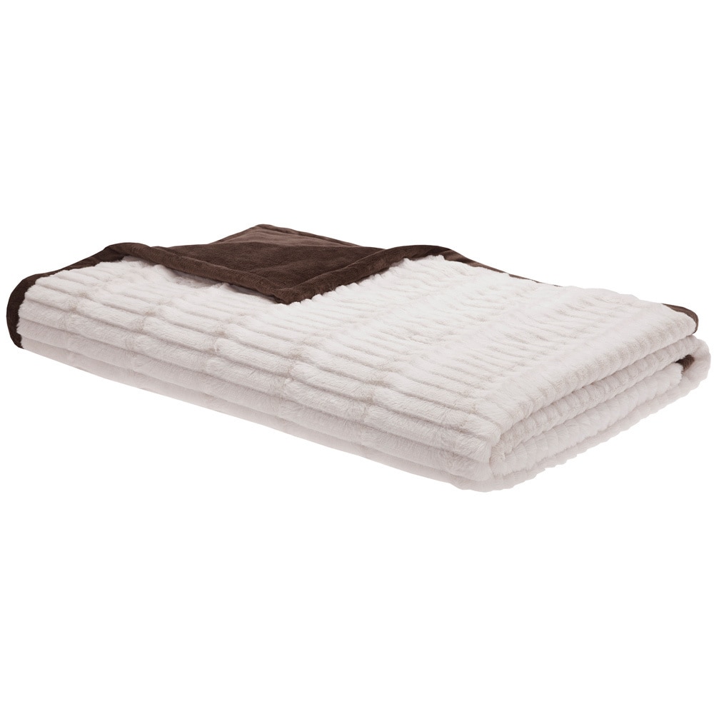 Madison Park Carmen Herringbone Long Fur Reverse To Mink Down Alternative Throw