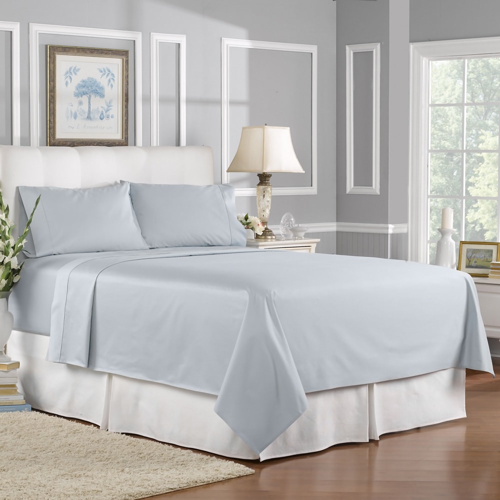 Aspire Linens Pima Cotton 750 Thread Count Solid Luxury Sheet Set Blue Size Full