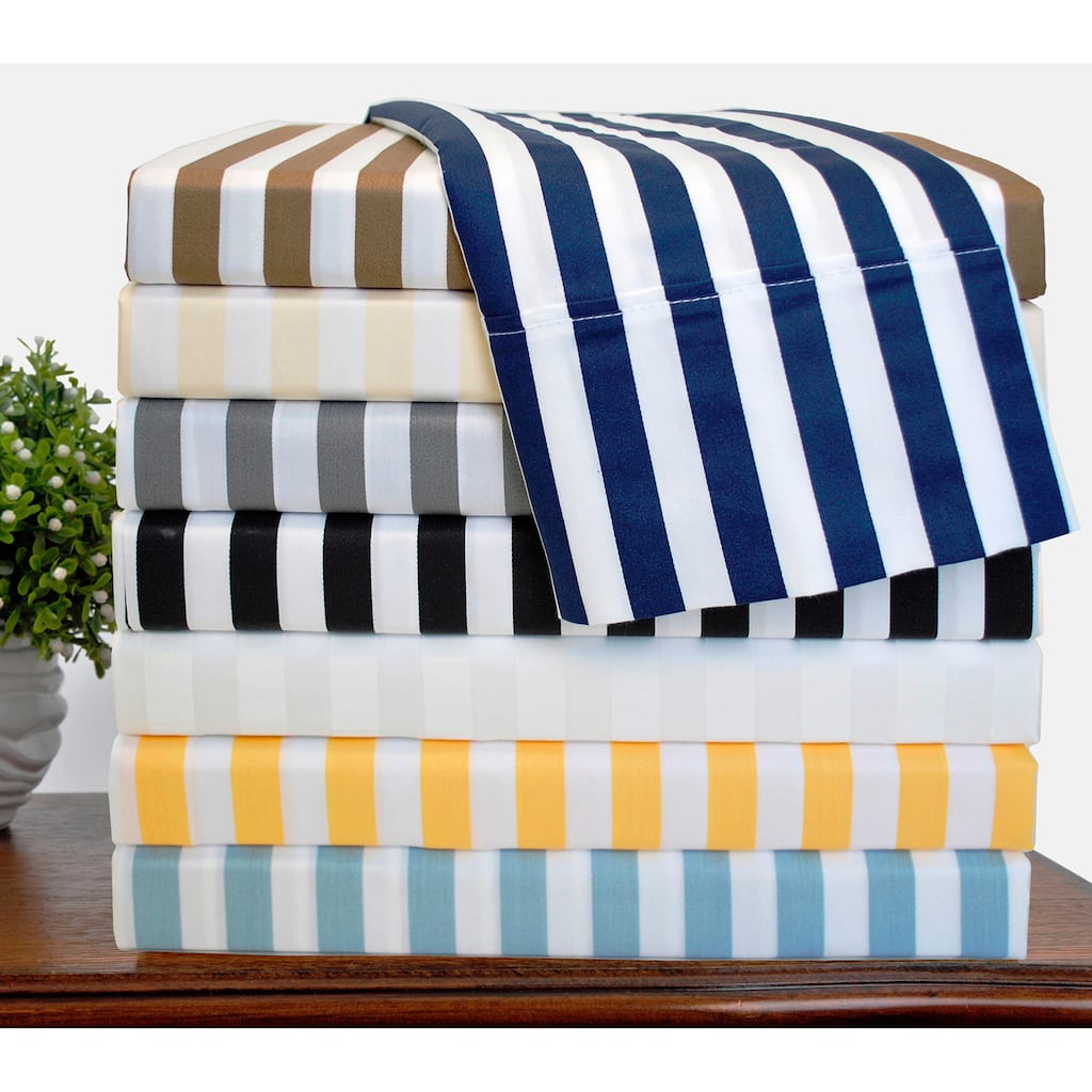 Superior 600 Thread Count Deep Pocket Cabana Stripe Cotton Blend Sheet Set
