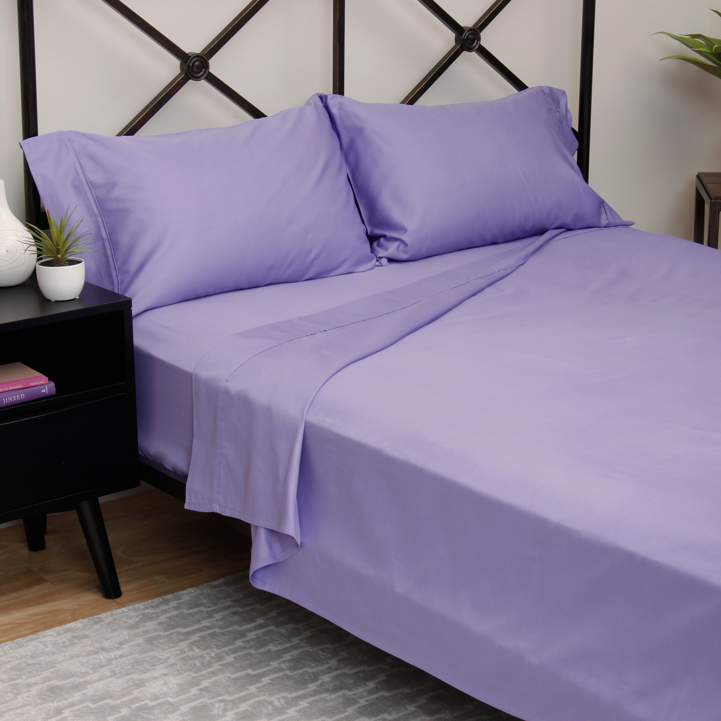 Sleep Tite Sleep Tite 500 Thread Count Sheet Set Purple Size Queen