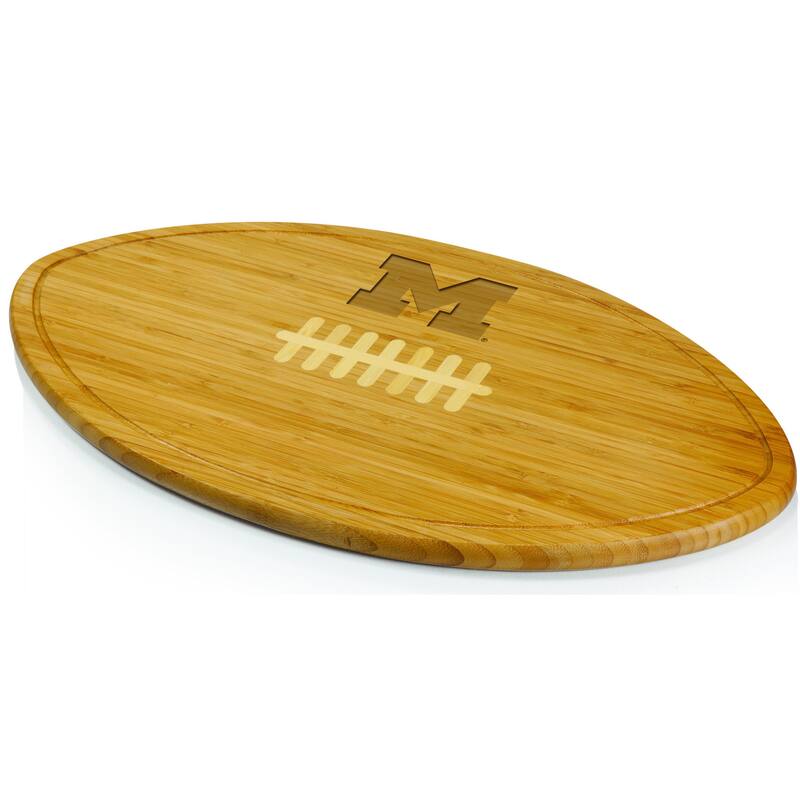 Picnic Time Kickoff University of Michigan Wolverines Engraved Natural Wood X- Large Cutting Board - Brown