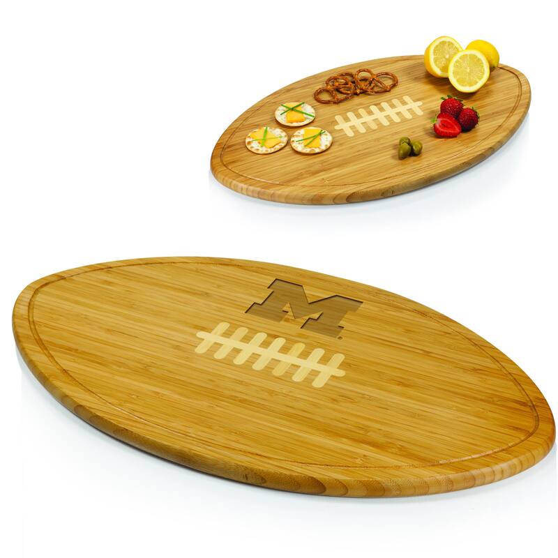 Picnic Time Kickoff University of Michigan Wolverines Engraved Natural Wood X- Large Cutting Board - Brown