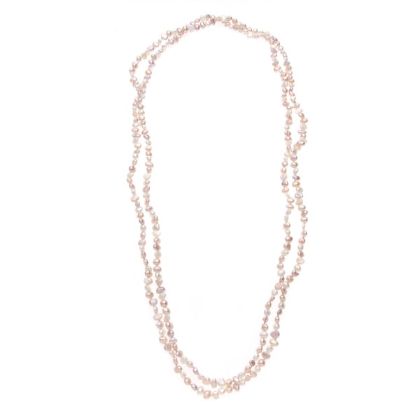 Shop Long Strand Freshwater Pearl Necklace with White, Pink and ...