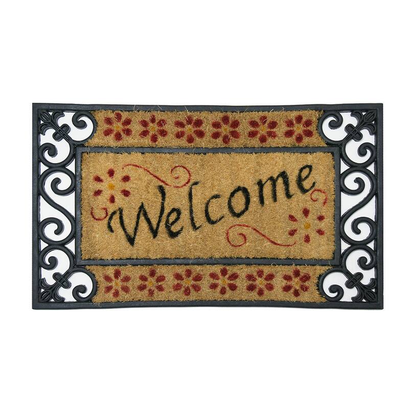 Rubber-Cal "Welcome Home" Coir Rubber Doormat, 18 by 30-Inch - Brown
