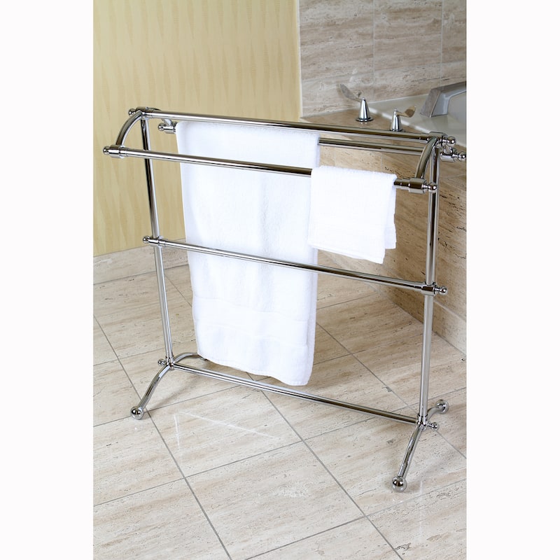 Kingston Brass Chrome Pedestal Towel Rack - silver