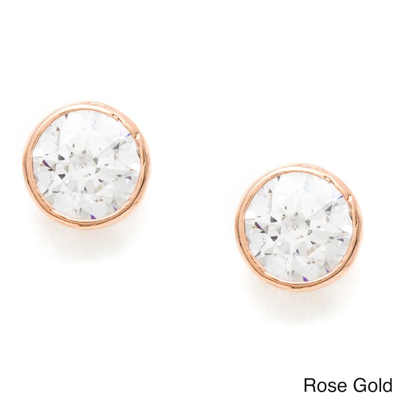 Sterling Silver Bezel Set CZ Stud Earring by Roberto Martinez