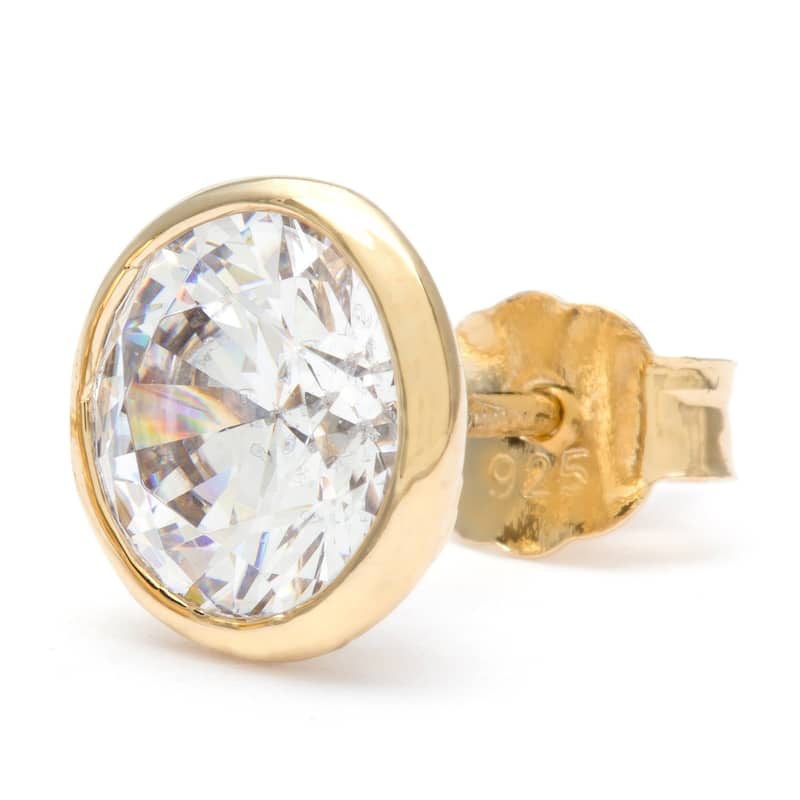 Sterling Silver Bezel Set CZ Stud Earring by Roberto Martinez