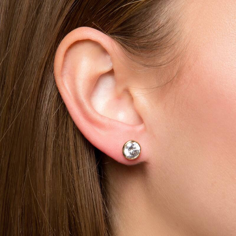 Sterling Silver Bezel Set CZ Stud Earring by Roberto Martinez
