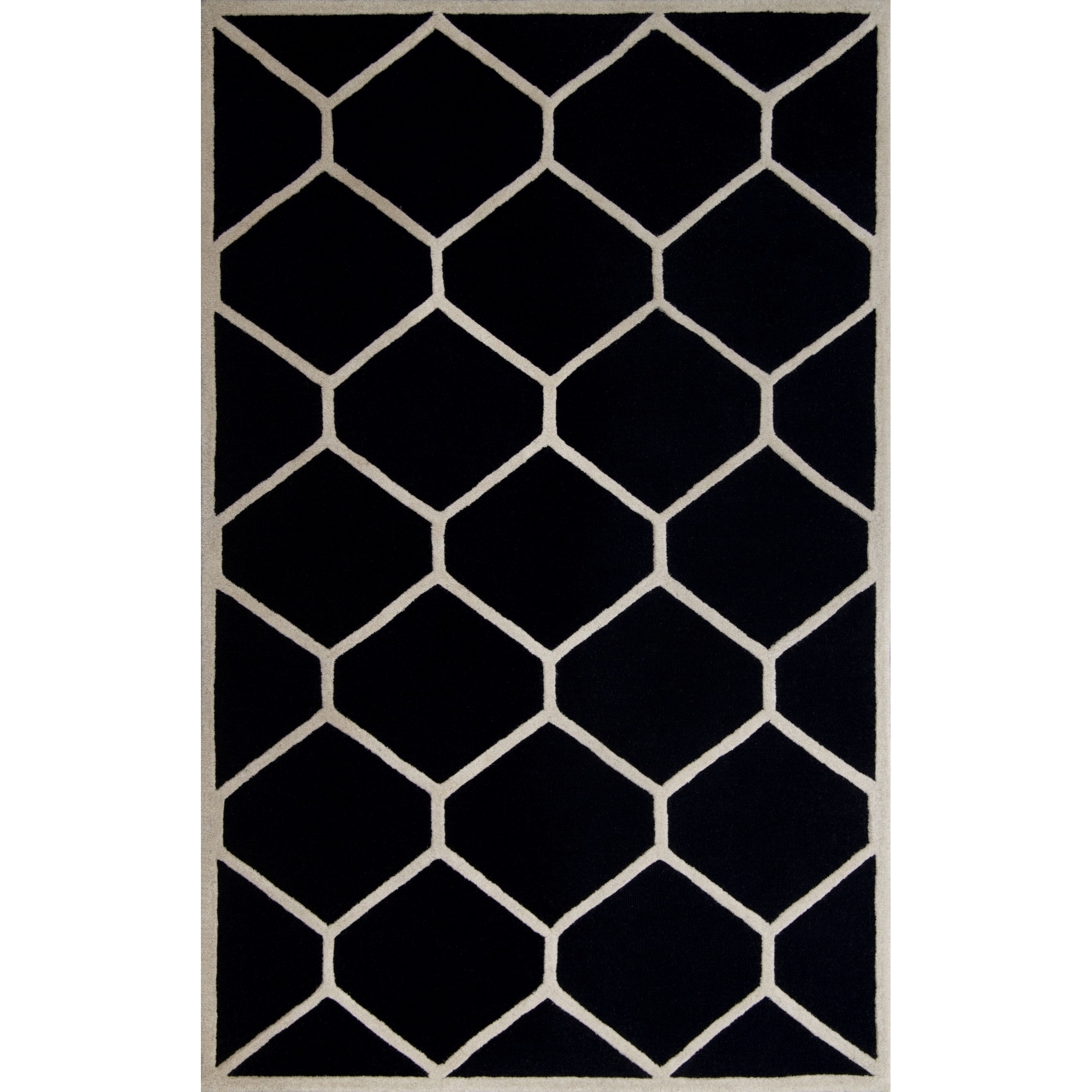 Safavieh Handmade Contemporary Moroccan Cambridge Black/ Ivory Wool Rug (9 X 12)