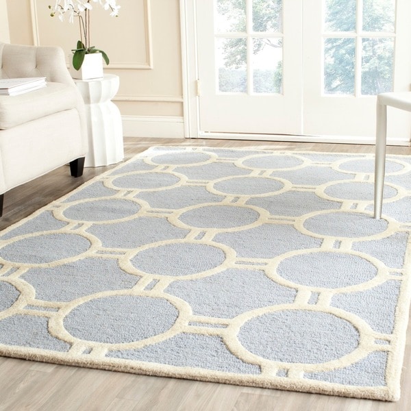 Safavieh Handmade Moroccan Cambridge Canvas-backed Light Blue/ Ivory Wool Rug - 9' x 12'