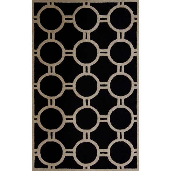 Safavieh Handmade Moroccan Cambridge Circles pattern Black/ Ivory Wool