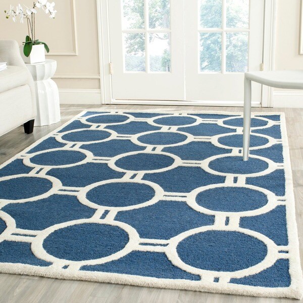 Contemporary Safavieh Handmade Moroccan Cambridge Navy/ Ivory Wool Rug - 8' x 10'
