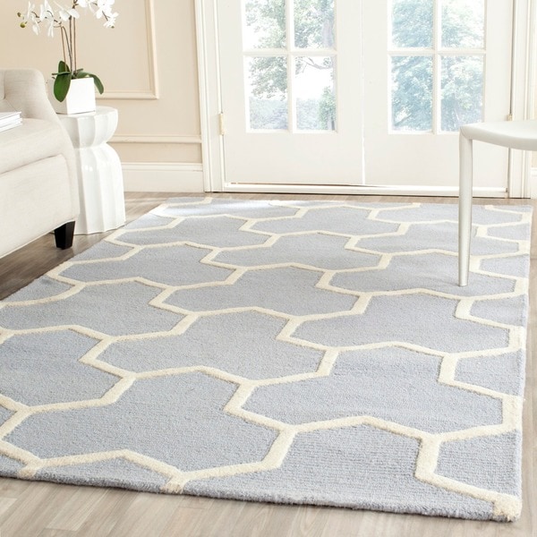 Safavieh Handmade Moroccan Cambridge Light Blue/ Ivory Wool Area Rug - 9' x 12'
