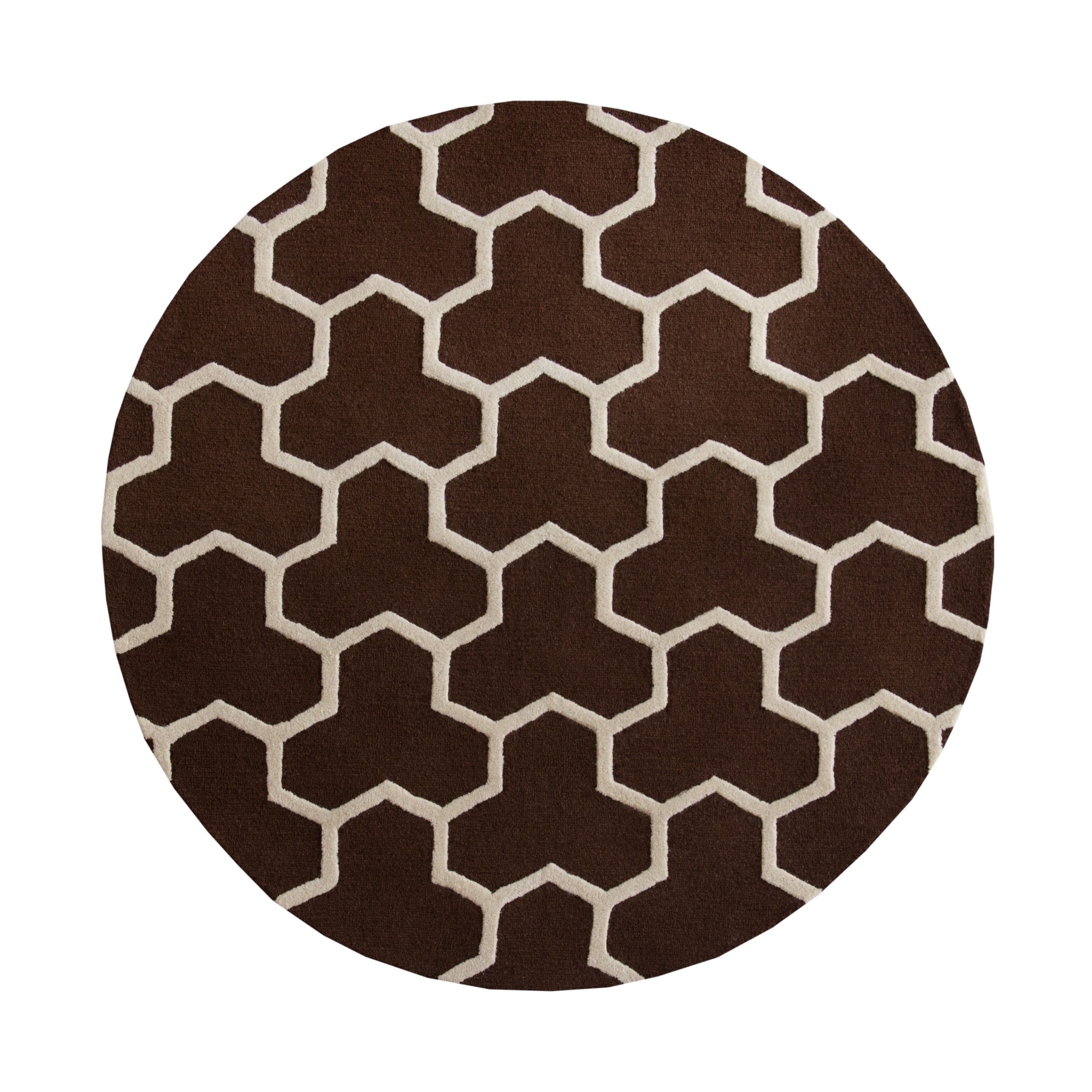 Safavieh Handmade Moroccan Cambridge Geometric Dark Brown/ Ivory Wool Rug (6 Round)
