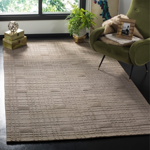 Safavieh Hand-knotted Tibetan Geometric Slate Wool Rug - 9' x 12'
