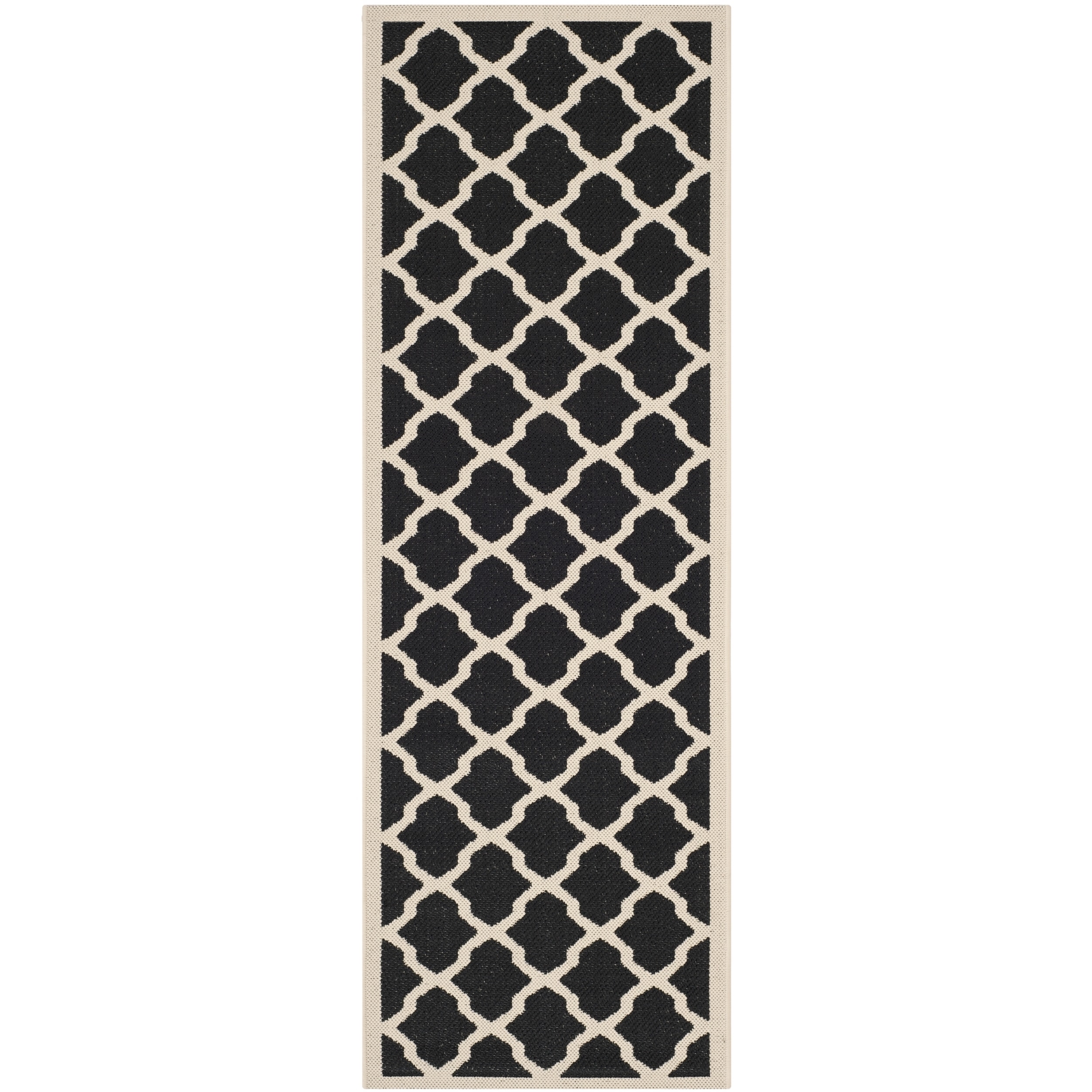 Safavieh Indoor/ Outdoor Courtyard Black/ Beige Polypropylene Rug (23 X 10)