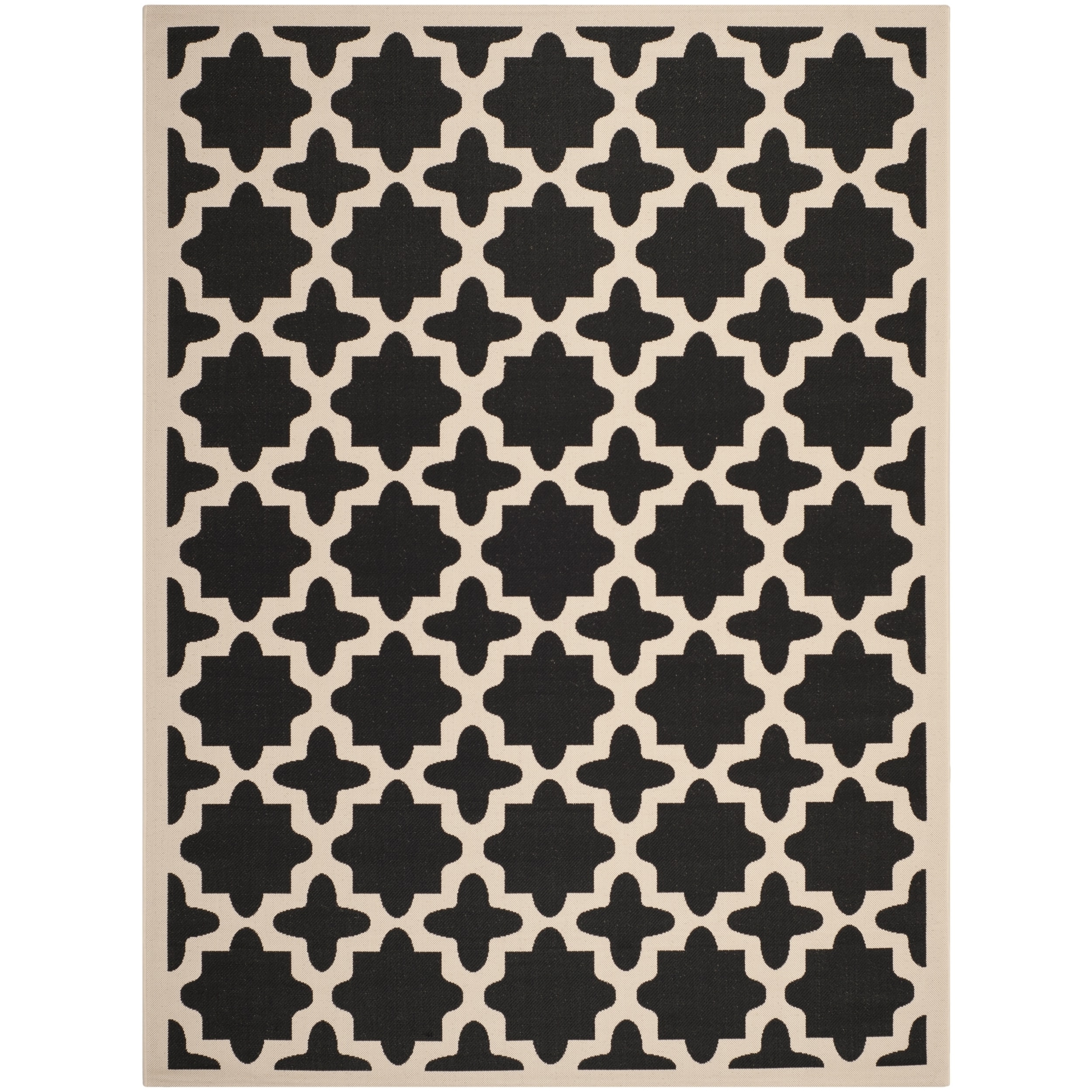 Safavieh Indoor/ Outdoor Courtyard Black/ Beige Polypropylene Rug (67 X 96)