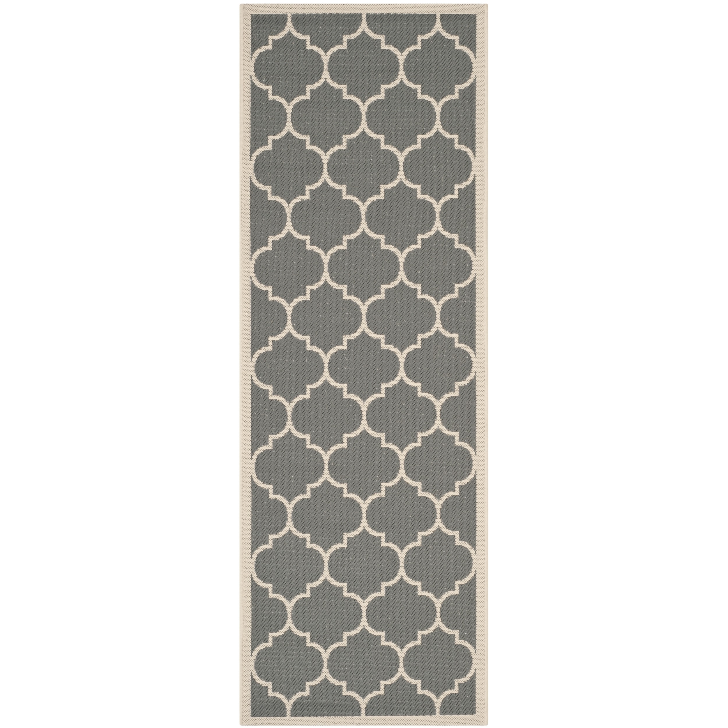 Safavieh Indoor/ Outdoor Contemporary Courtyard Anthracite/ Beige Rug (23 X 14)