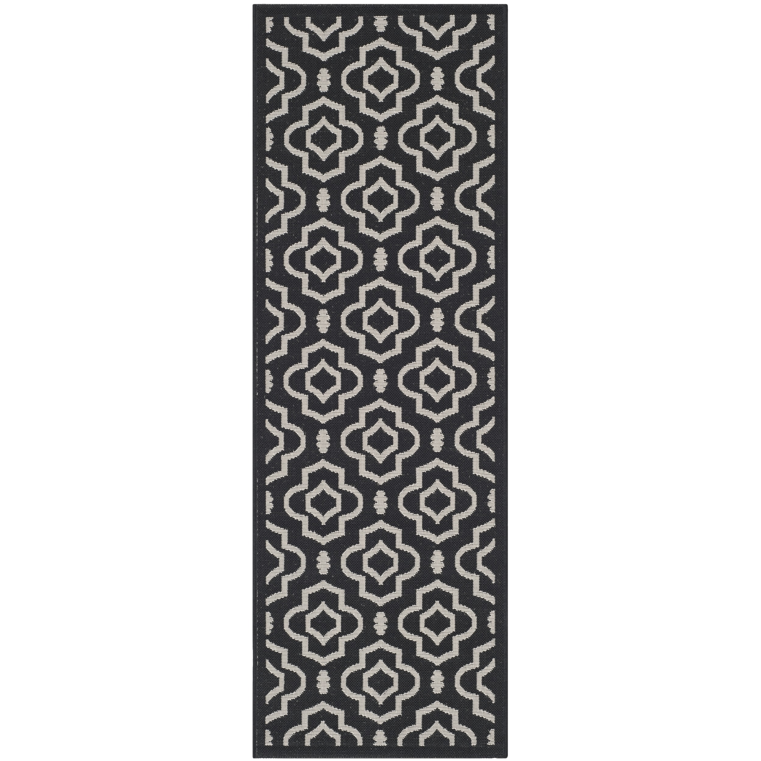 Safavieh Indoor/ Outdoor Courtyard Black/ Beige Area Rug (23 X 10)