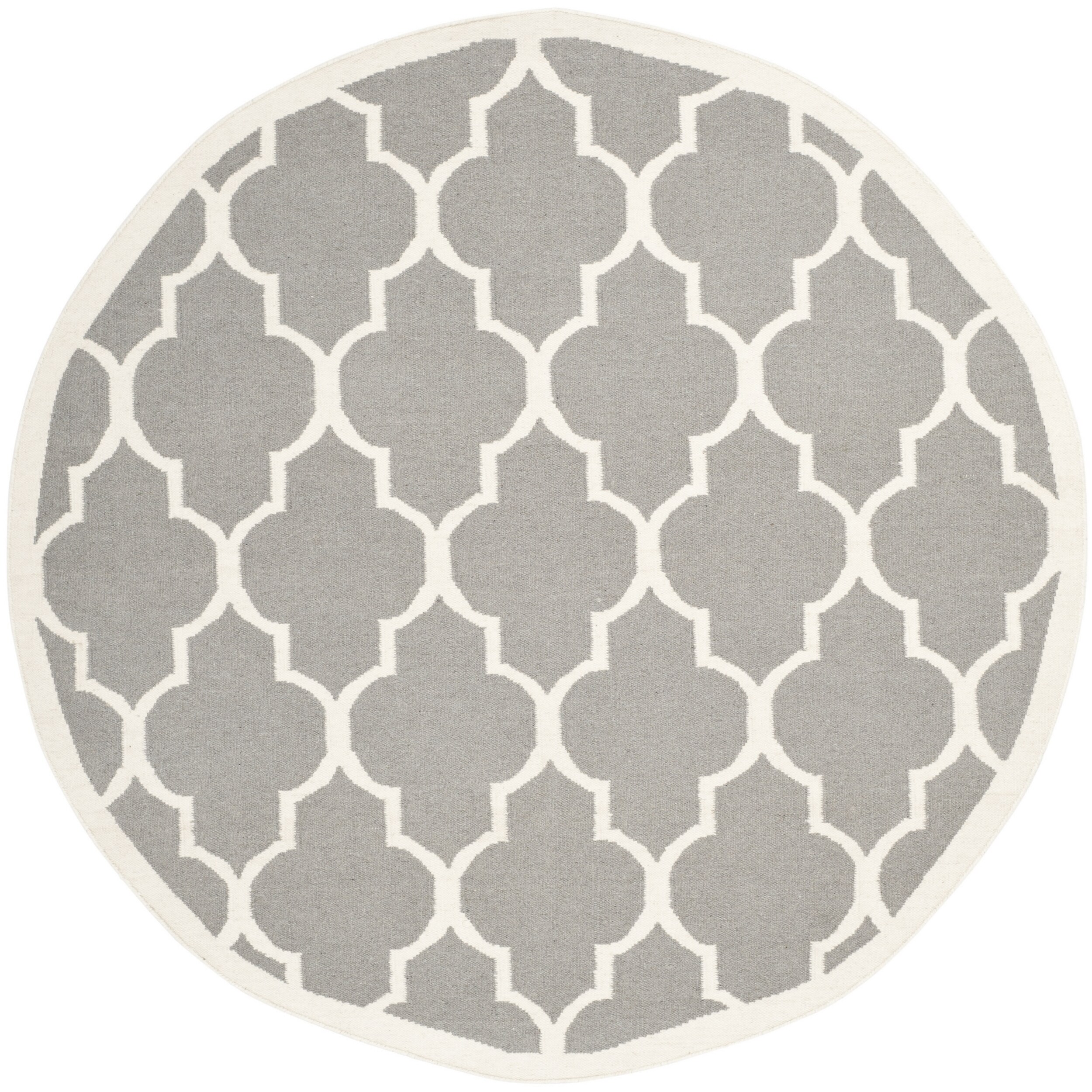 Safavieh Handwoven Moroccan Dhurrie Soft Gray/ Ivory Wool Rug (6 Round)
